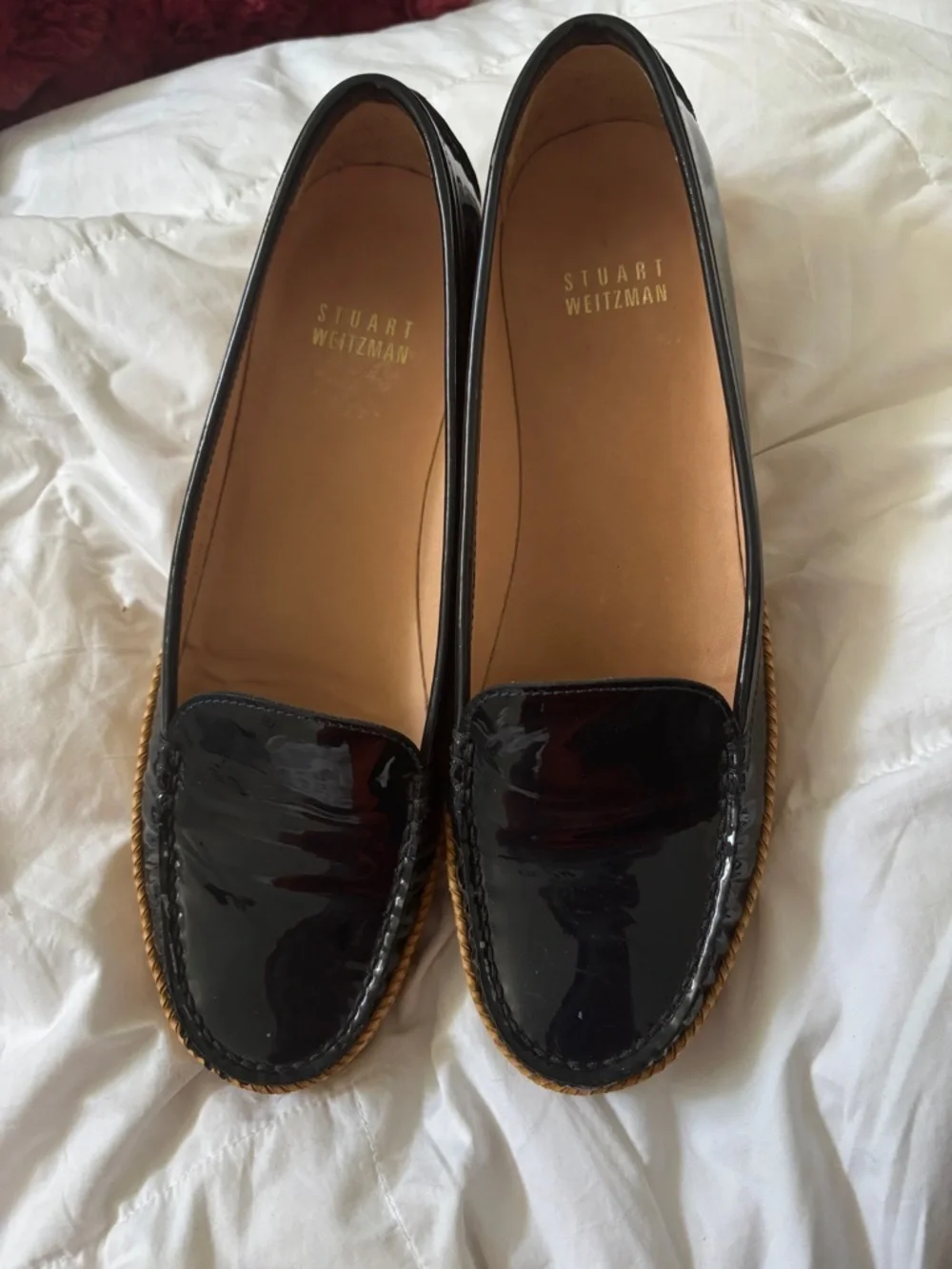 Stuart Weitzman Black Patent Leather Espadrille Loafers worn twice 6 1/2